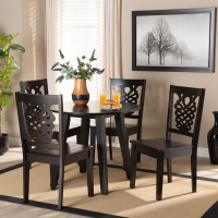 Baxton Studio Mina-Dark Brown-5PC Dining Set Mina Modern and Contemporary Transitional Dark Brown Finished Wood 5-Piece Dining Set